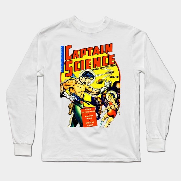 Captain Science Fantastic Adventure Stories Long Sleeve T-Shirt by Joaddo